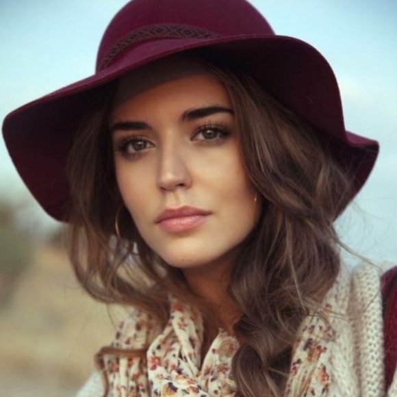 🆕️  Ana & Ava Boho Chic Wool Floppy Hat Burgundy - Picture 2 of 10